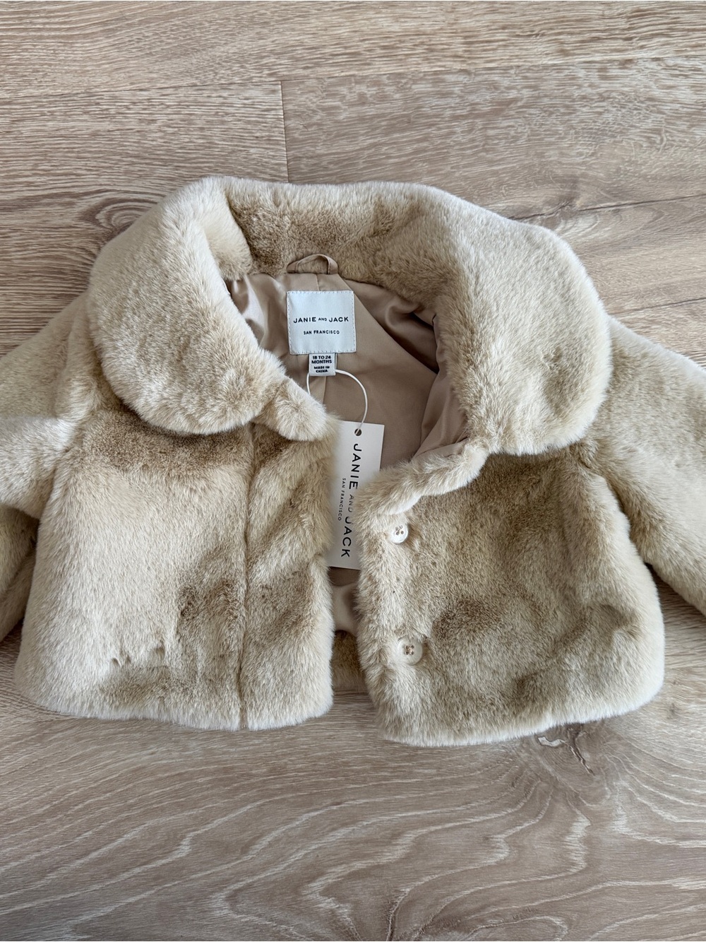 Janie and Jack Cream Faux Fur Pea Coat for Kids